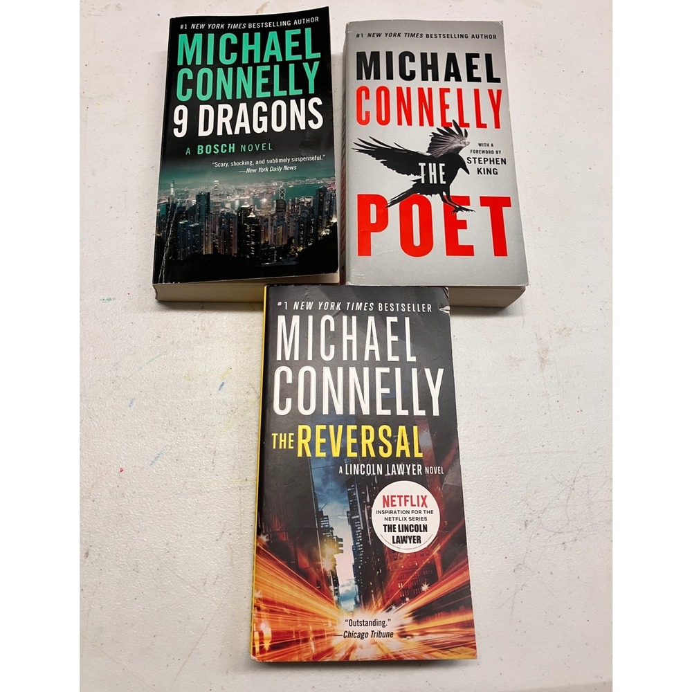 Michael Connelly 3 Book Lot 9 Dragons The Poet The‎ Reversal Bosch Paperback